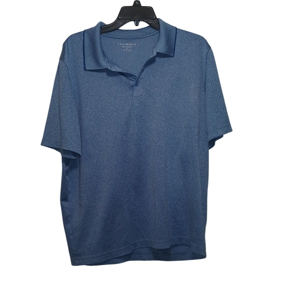 Croft & Barrow Polo Shirt Mens L Blue Heathered Performance Preppy